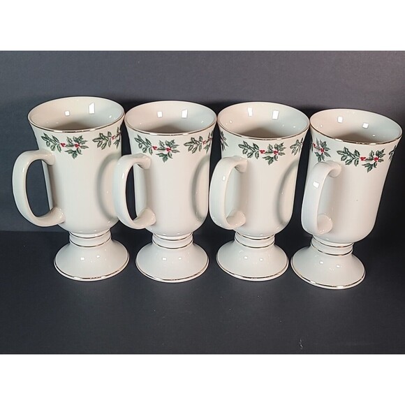 Braum Formalities Holly Collection MugsCups Set of 4  Christmas Eggnog Punch VTG - Picture 7 of 8